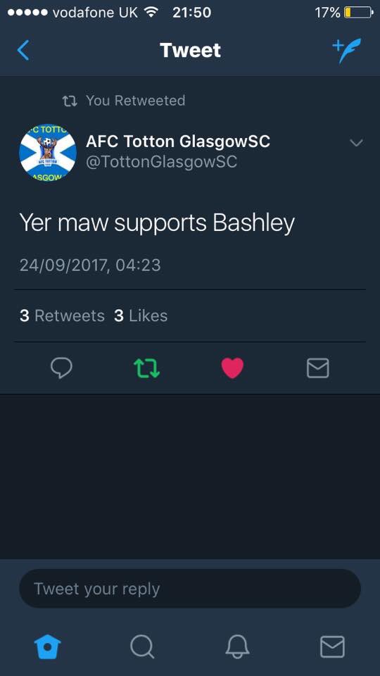 StagsVoice's tweet photo. A throwback to this timeless tweet... 😂😂😂 @TottonGlasgowSC @AFCTotton #Sake #Wellllllll https://t.co/h7acyNLTUR