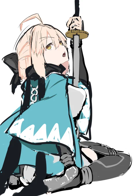 前描いたやつを清書しようとしたけど、もう何がいいのかわからなくなっってきた。
#FGO 
#沖田総司 
