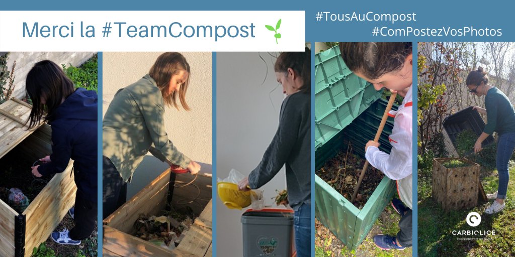 carbiolice's tweet photo. 👏Merci à notre #TeamCompost Adeline, Camille, Chloé, Clémentine et Mélanie qui ont joué le jeu et permis à @Carbiolice de participer à cette quinzaine dédiée au compostage organisée par @ReseauCompost! Même confinés, continuons de transmettre les bons gestes ! #TousAuCompost2020 https://t.co/KBHPIJyeAR