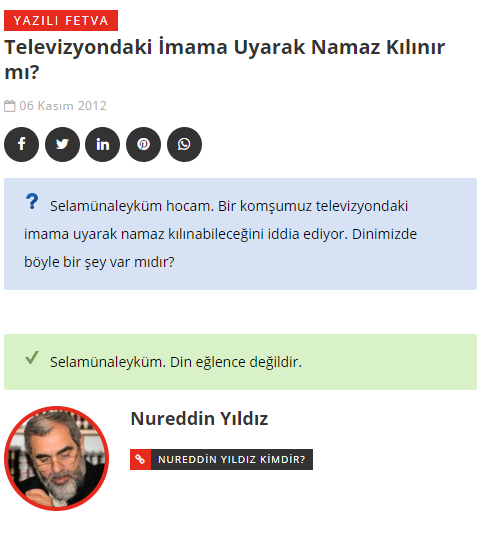 Kısa ve öz: Selamünaleyküm. Din eğlence değildir.