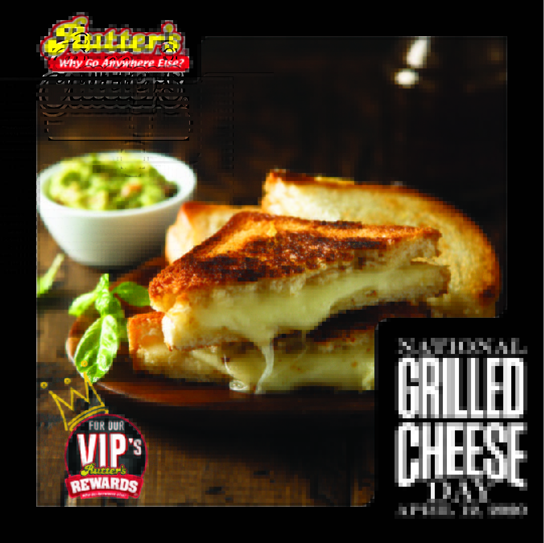 Rutters's tweet photo. Happy National Grilled Cheese Day! VIP's receive $1 off a Grilled Cheese purchase today 4/12/2020 #WhyGoAnywhereElse #NationalGrilledCheeseDay #VIPDeals https://t.co/XqruMfVS9m