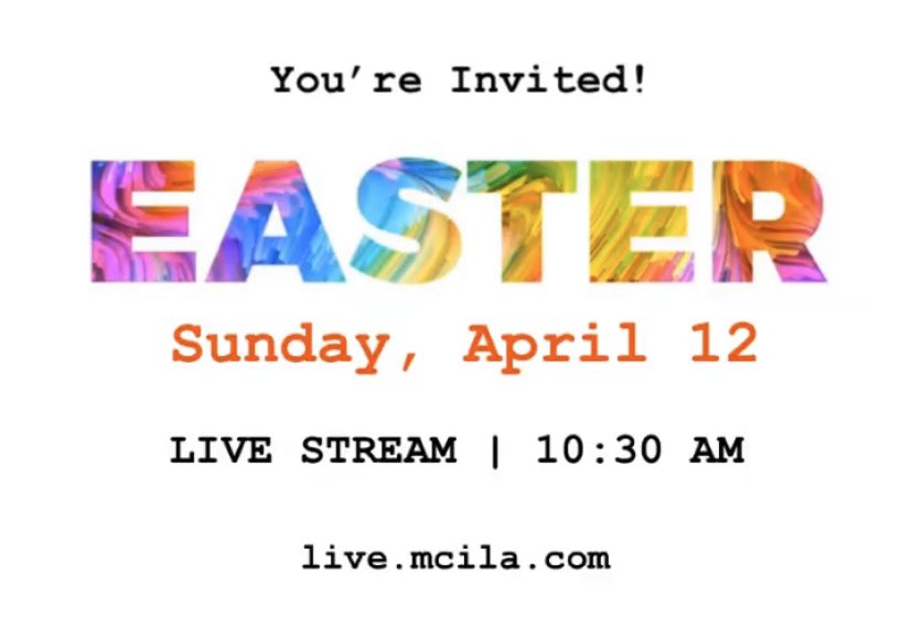 mcichurch's tweet photo. Happy Easter! You’re invited! https://t.co/NKnaznnNzd