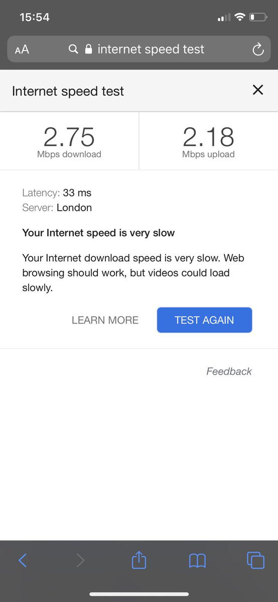 Amz2397's tweet photo. @vfastinternet internet speed incredibly slow in Dunmow, CM6 4AG - please see our speed test attached! What’s going on? https://t.co/KUaiIMgFkv