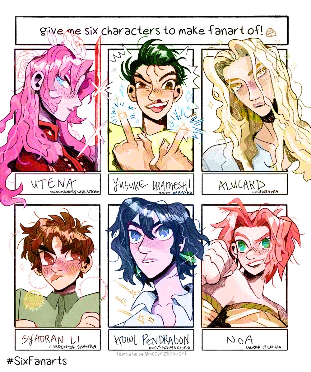 Ahhh! I got so many cool suggestions!! I definitely need to do a round two!! Thank you so much everyone, I look forward to doing more characters in the future!! ?????✨ #SixFanartsChallenge #SixFanarts 