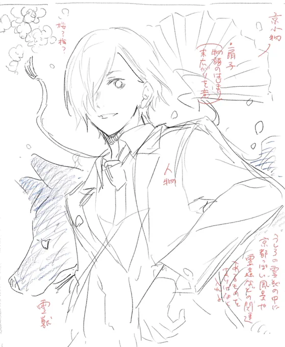 1巻表紙
ラフはこんな感じでした。
#百鬼夜京 