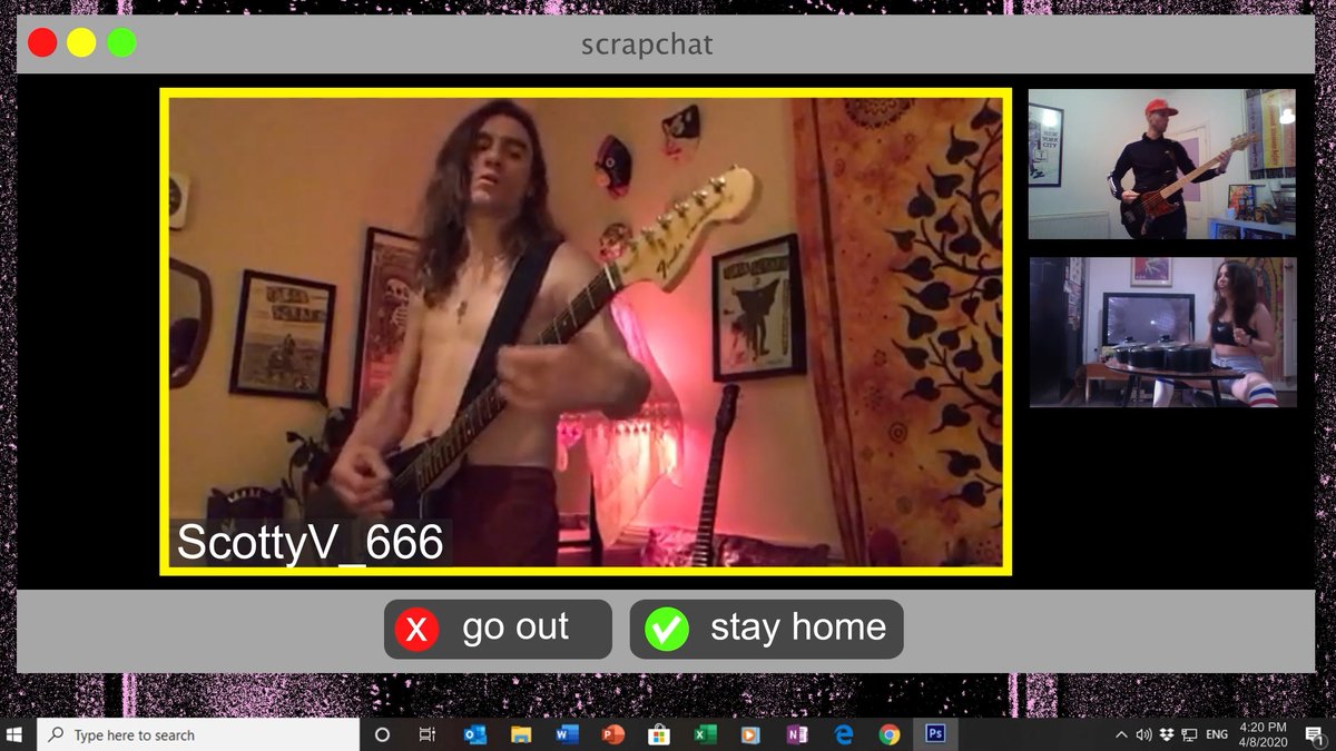 TableScrapsBand's tweet photo. Our Quaran-tune ode to staying at home will premiere on our Facebook tomorrow at 11:00AM! "I Wanna Stay Home With U" on @BURGERRECORDS 16th April. CLICK HERE to set a reminder: https://t.co/fRsSghSnki https://t.co/zqPi9vfeMS