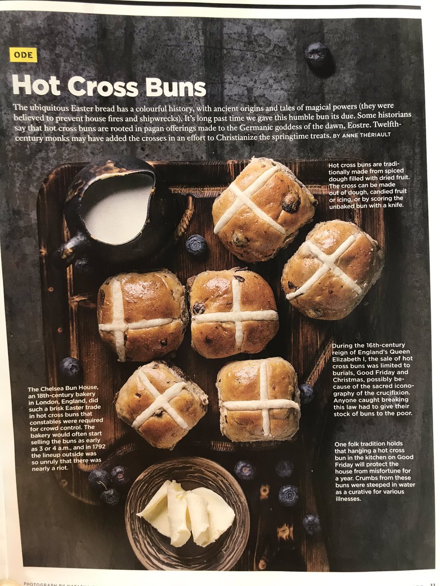 Here’s another little piece I wrote for  @BroadviewMag’s Easter issue on the humble hot cross bun. I used to find them very boring as an Easter treat (who wants fruity bread when there’s chocolate to be had?) so I was very fascinated to learn that they nearly caused a riot in 1792