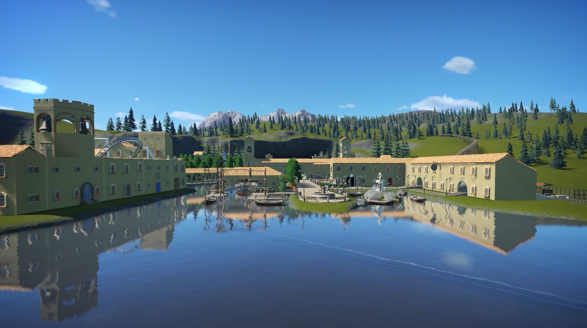 WOther6's tweet image. Some images of the first zone of the park, called "The Village" #planetcoaster