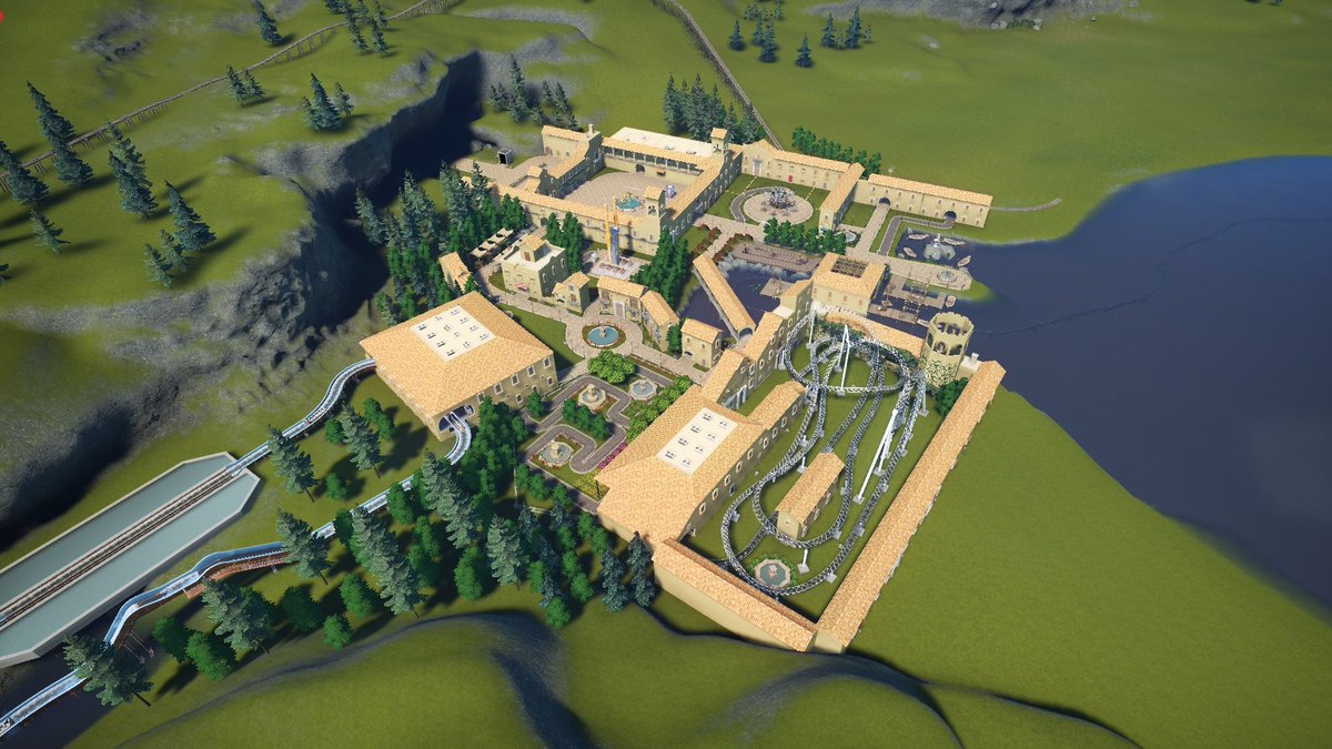 WOther6's tweet image. Some images of the first zone of the park, called "The Village" #planetcoaster