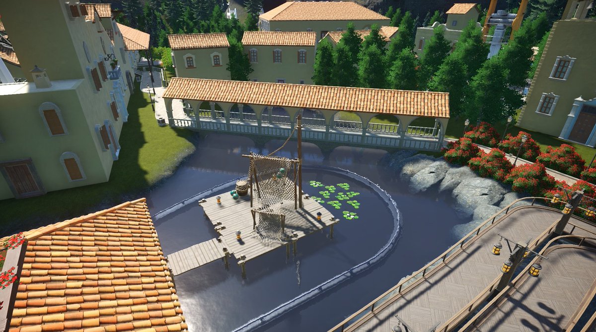 WOther6's tweet image. Some images of the first zone of the park, called "The Village" #planetcoaster