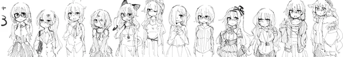 巷でヘアアレンジチャレンジなるものを見かけて、年齢を変えると髪型も変えたくなるよね!って雑に楽描きした妄想増し増し+3歳🌌部がそれっぽい?のでこっちにも載せたくなった 変化なしの子もいるけど 