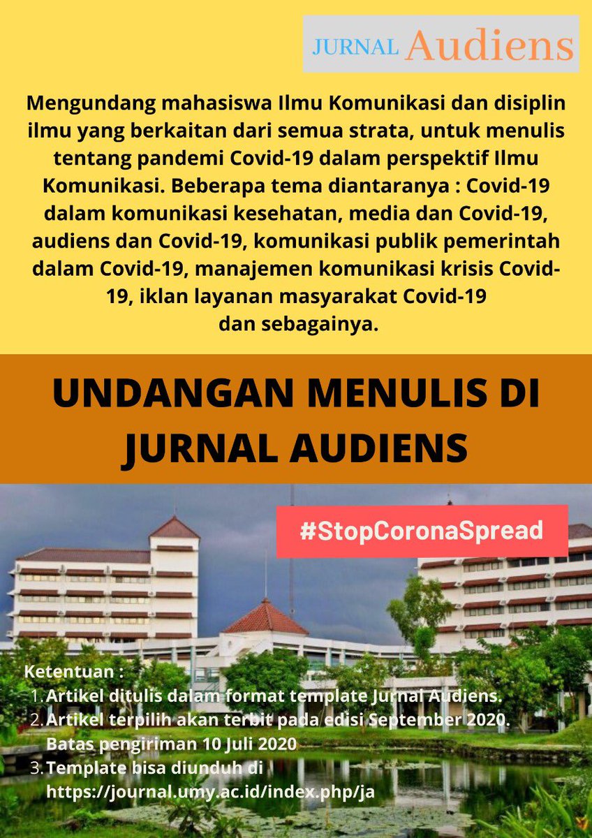 Undangan menulis di Jurnal Audiens tentang pandemi Covid-19 dalam perspektif Ilmu Komunikasi #JurnalAudiens