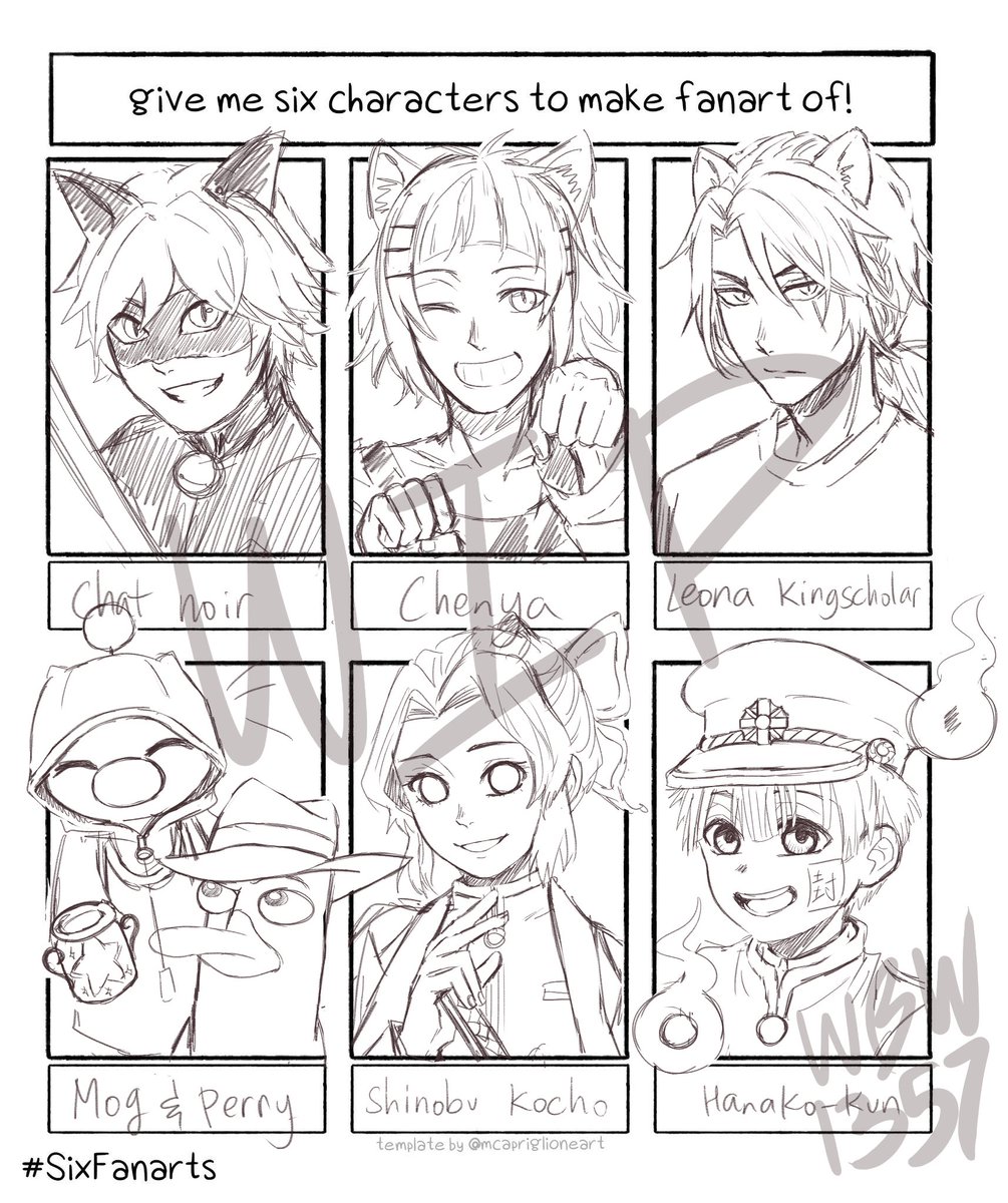 Phew! Finished the sketch! Now... it's gonna take awhile to color ???? 

#sixfanart 