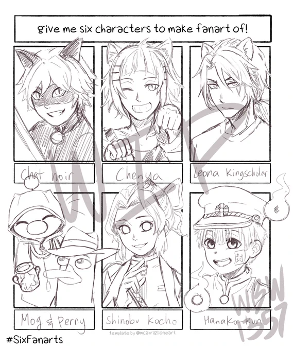 Phew! Finished the sketch! Now... it's gonna take awhile to color ???? 

#sixfanart 