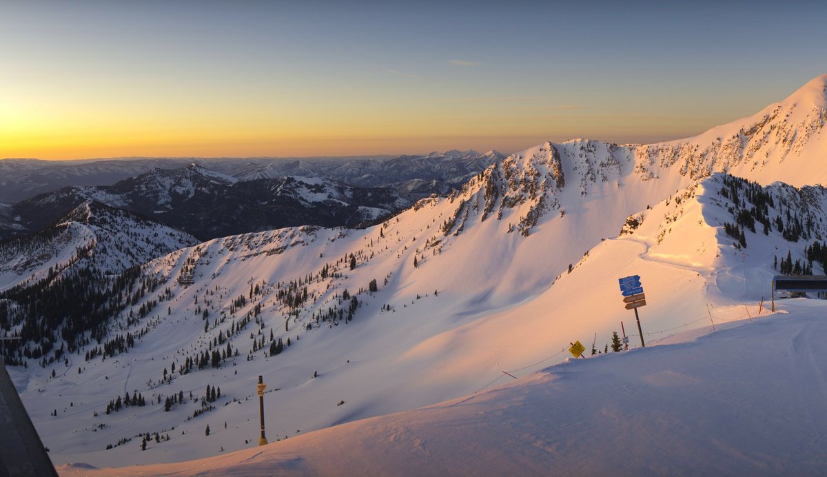Snowbird's tweet image. We’re missing our Easter Sunrise Service this year, but that doesn’t mean we can’t enjoy a beautiful sunrise (photos are from our webcams this past week). Enjoy this day and this time with your family and loved ones however you’re able to connect with them. #Snowbird #Easter