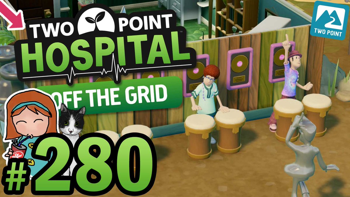 Blarla's tweet photo. Bouts of bumbling, cringeworthy and foolishness hits #TwoPointCounty.  The ineptitude must be treated before they take the rest of us down with them, in today's @2pointhospital

🚑🌲 Two Point Hospital #280 - Bongo Band (Wanderoff ⭐⭐⭐) - https://t.co/bt3nsWzGFF https://t.co/GaVeNErIR7