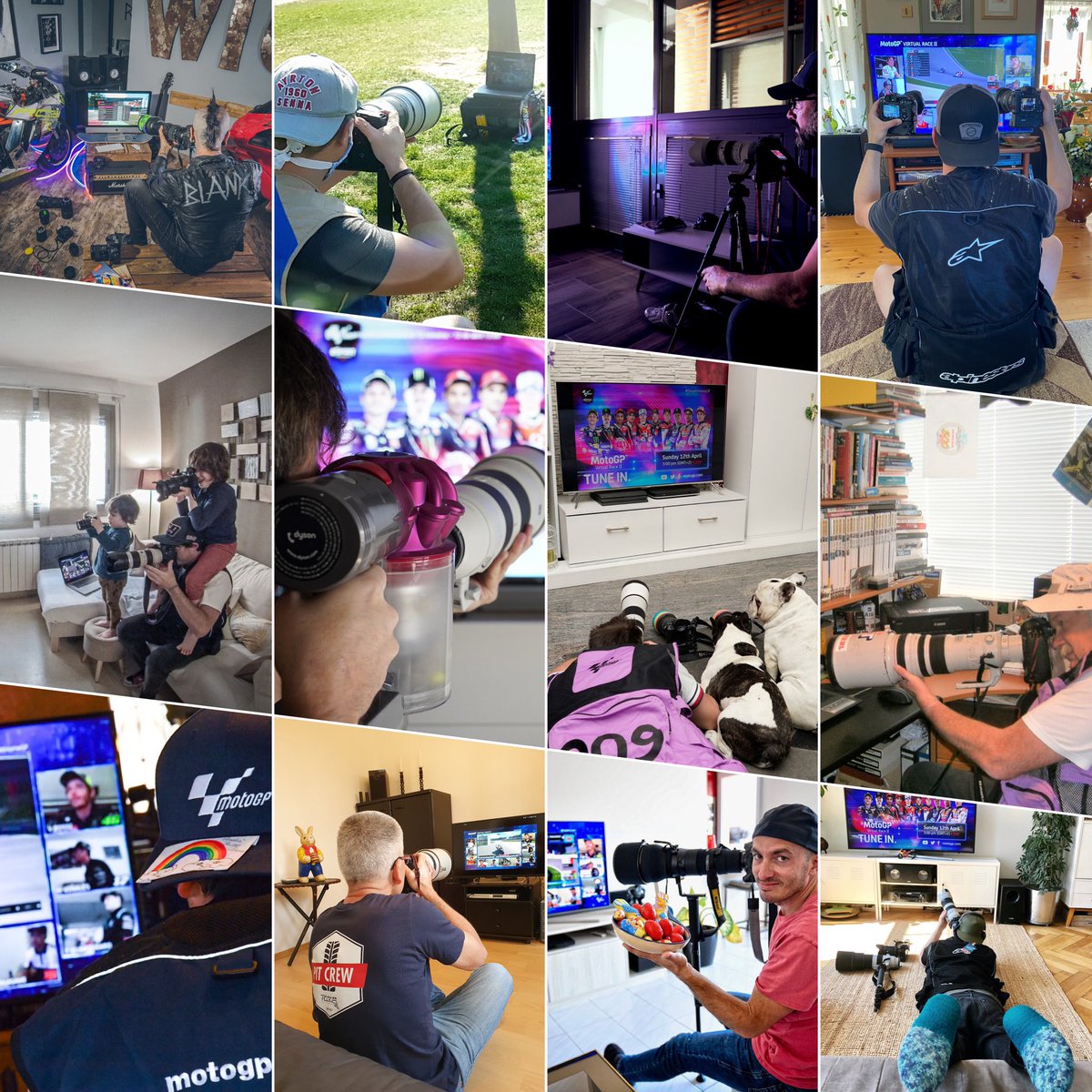 MotoGP's tweet photo. #MotoGP photographers are always looking for the best shot 📸 even in the Virtual Race! 👏

Thanks to all of you for enjoying the
#StayAtHomeGP 🏡 with us! 🙌 https://t.co/qGi8bbZq8L