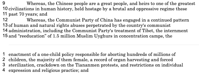 Here's the resolution that  @SenatorRoth wrote instead. It includes a section on the CCP's human rights violations, calling out among other things Tibet, Tiananmen, the Uyghurs in concentration camps, and organ harvesting.   https://docs.legis.wisconsin.gov/2019/related/proposals/sr7