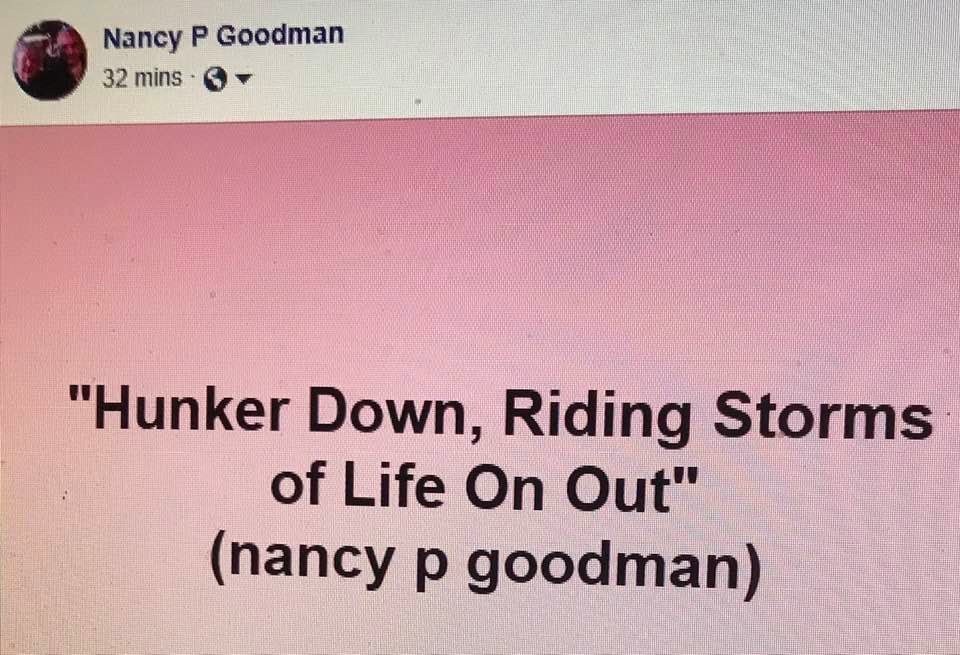 NancyG43's tweet photo. "Hunker Down, Riding Storms of Life On Out" (nancy p goodman)
https://t.co/JKky6h7b0k https://t.co/n9qFAbuJMo