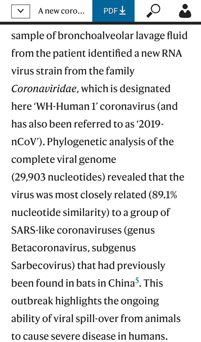 7- Luego entramos a la parte jugosa.El grupo de Zhang Yong Zhen publicó el genoma del virus en Nature. El documental pinta a éste grupo como un grupo rebelde que publicó el genoma "secreto" del virus. El paper habla del hipotético origen en el mercado de Wuhan.