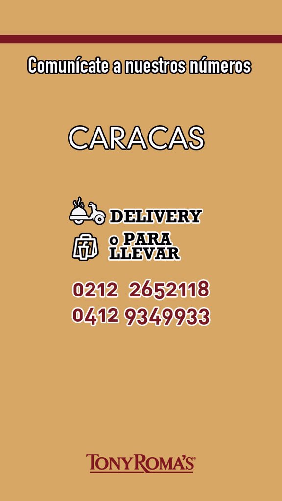 TonyRomasVE's tweet photo. ¡Comunícate a nuestros números y solicita tu pedido para este #Domingo! #Delivery https://t.co/ml1sjUTvhQ