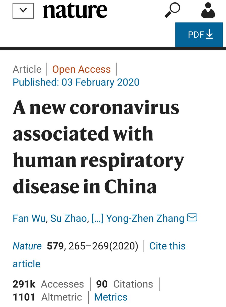 7- Luego entramos a la parte jugosa.El grupo de Zhang Yong Zhen publicó el genoma del virus en Nature. El documental pinta a éste grupo como un grupo rebelde que publicó el genoma "secreto" del virus. El paper habla del hipotético origen en el mercado de Wuhan.