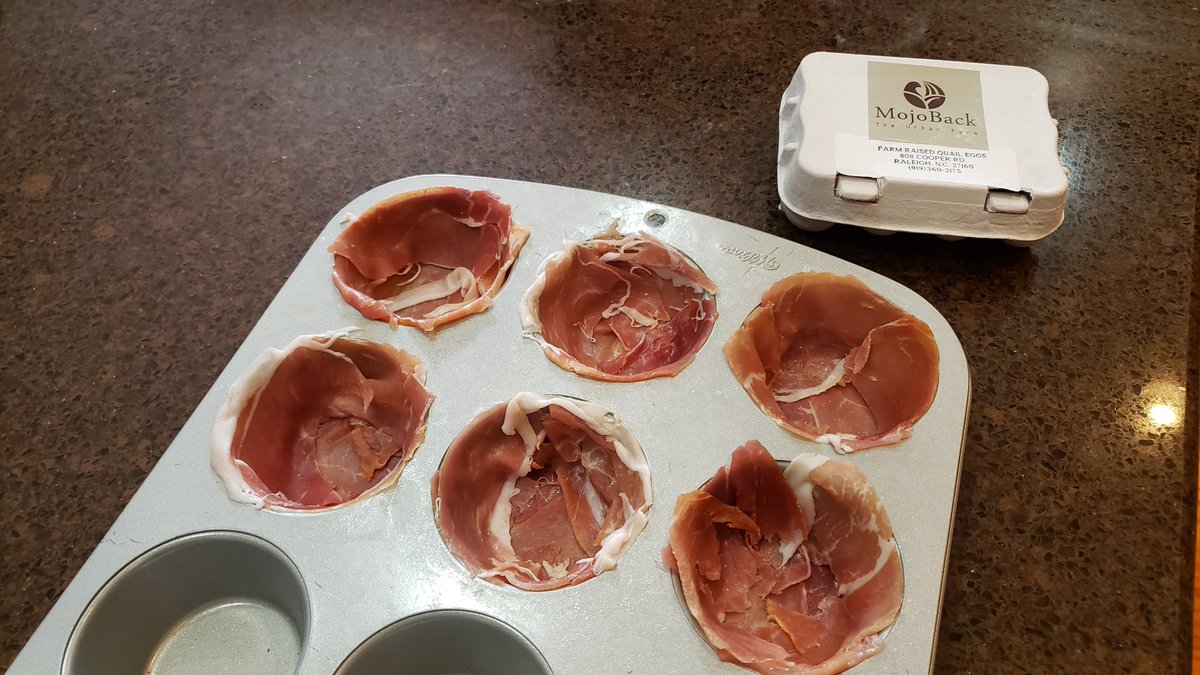 BrockStorrusten's tweet photo. Doing some unique cooking with my wife @cstorrusten on a Sunday morning! Marrying prosciutto, quail eggs (thanks to @koan_cary in Cary and MojoBack Farms), and truffle hollandaise....it was #yummy! #cookinginquarantine https://t.co/yYpZ1DjsFj