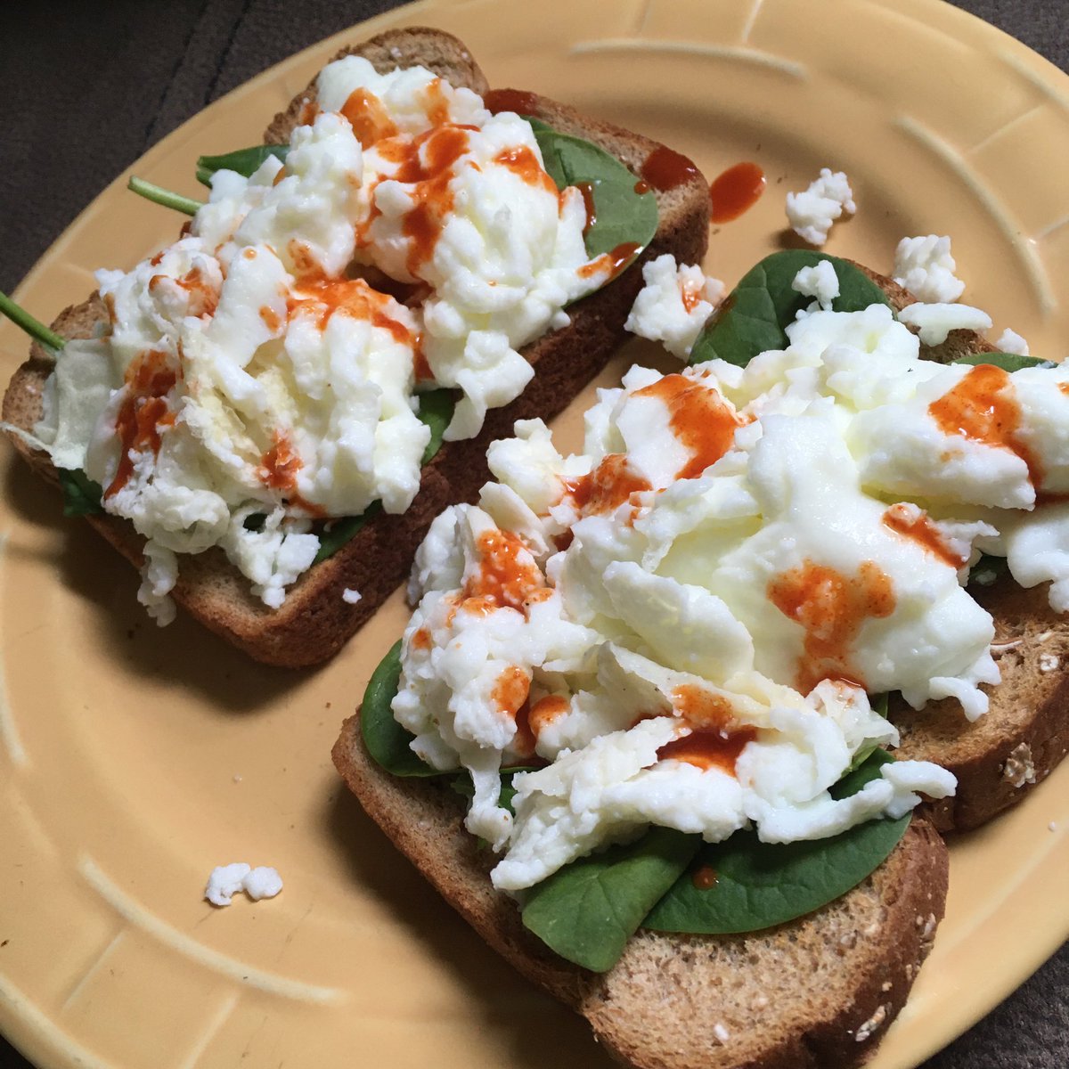 Day 3: One of the first thoughts I had when I woke up this morning was trying to decide if eggs were considered meat or if it was vegetarian acceptable.Turns out eggs are just eggs & I’m a Flexitarian.Breakfast: Eggs whites, spinach, whole wheat toast with Tapatío hot sauce