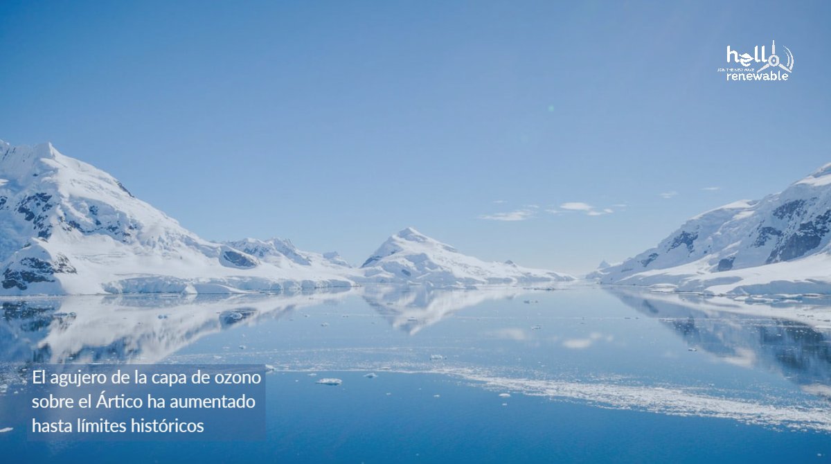 HelloRenewable's tweet photo. La situación se debe en parte a un cambio repentino de los niveles de calentamiento estratosférico, apreciado en un estudio publicado por la revista Nature. ♻
.
.
#hellorenewable#capaozono#antartida#artico https://t.co/ITSVR18TkQ