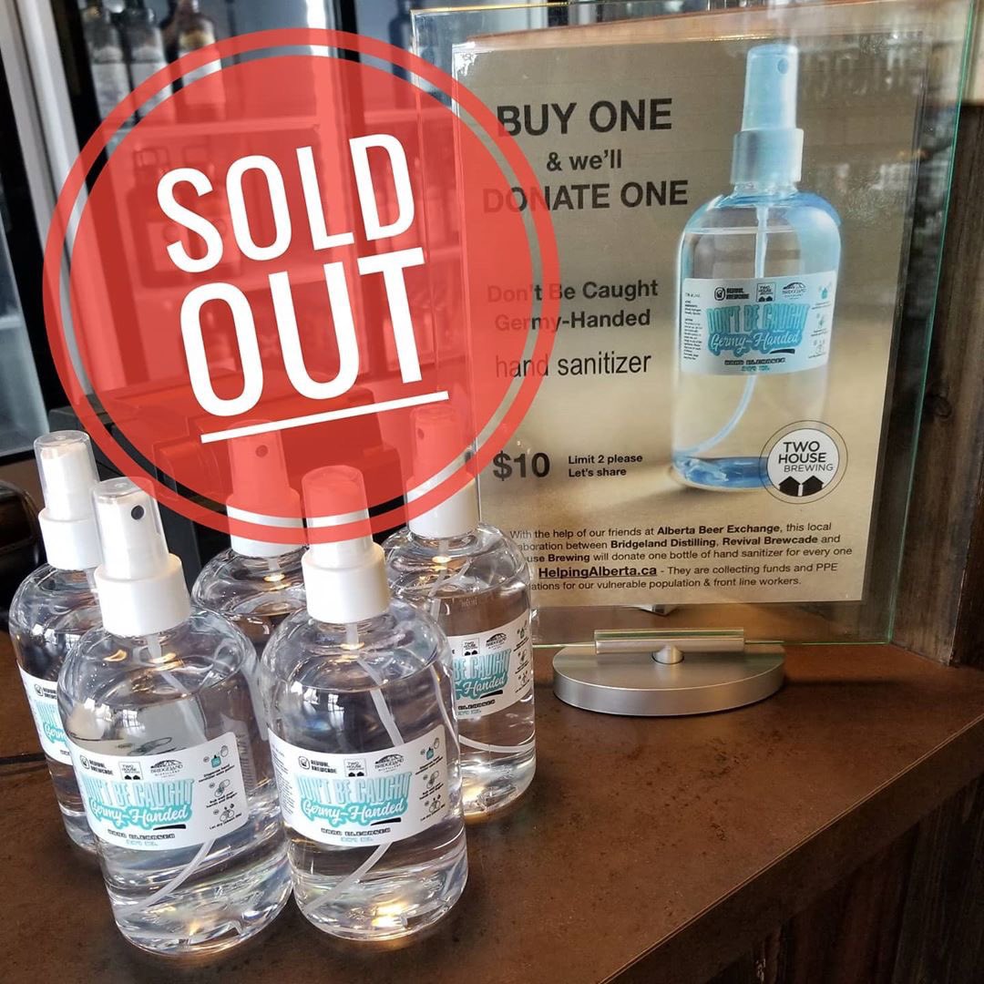 twohousebrew's tweet photo. We sold out in a day. Thanks to ABX for selling these. Stay tuned for more batches... #handsani #covid #community #SunaltaStrong https://t.co/Z8g5ybapVm