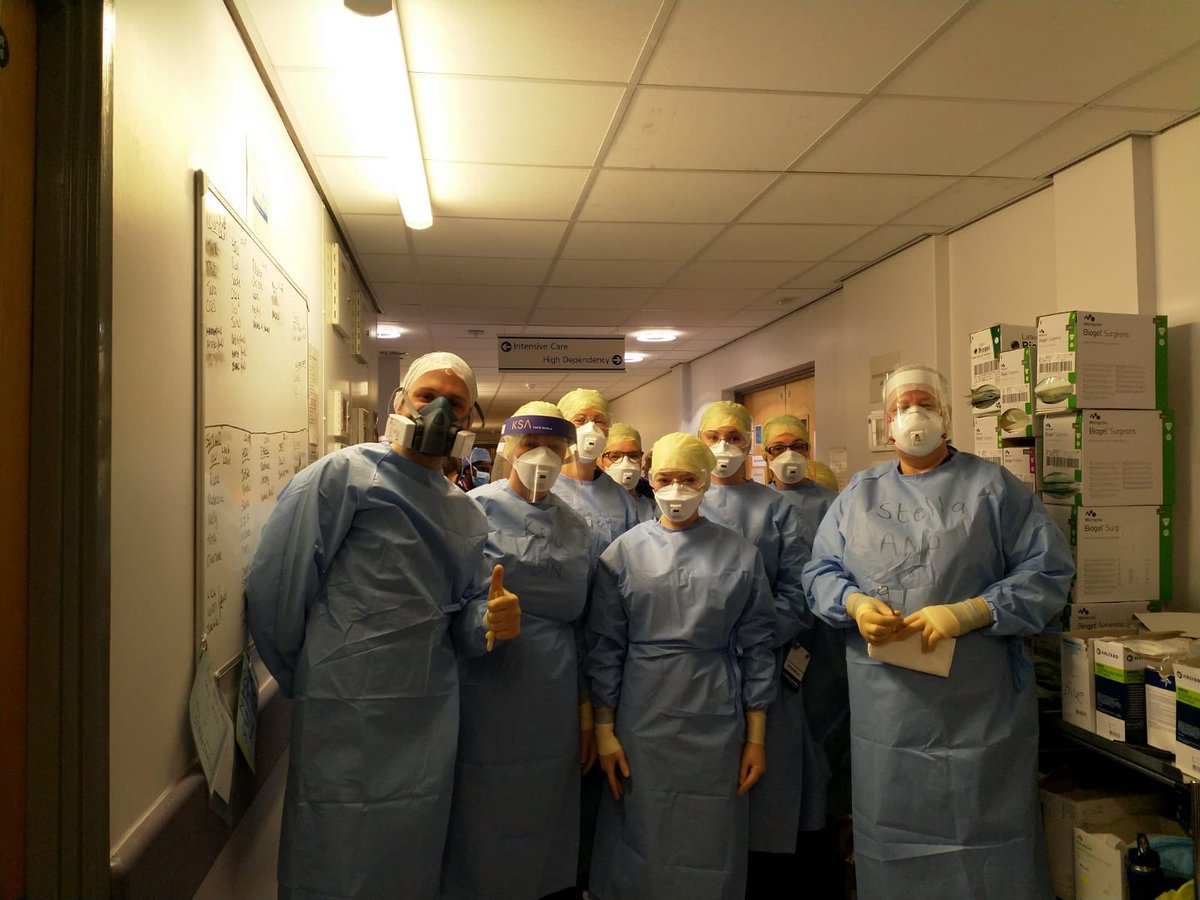 StockportICU's tweet photo. Our incredible ICU team are spending Easter Sunday working another 12 hour shift looking after those who need it most #nhsheroes #COVID19 #proud2care #stockportnhs #teamwork #ClapForCarers https://t.co/urUZizu3hM