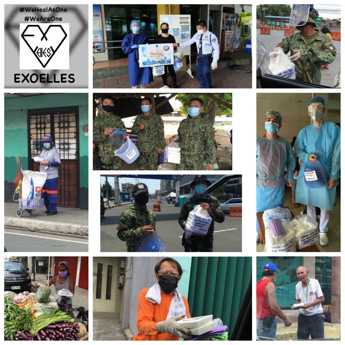 xoanabananaxo's tweet photo. We rise by lifting others.❤️ no matter how small, if done with love, it will go a long way. @ExOelles first drop for our brave #FrontlinersPh in the medical field and streets, 100 food packs, 200 face shields, 200 masks as we celebrate #EXO ‘s 8th year, #WeHealAsOne #WeAreOne https://t.co/UZ7g3Ujawy