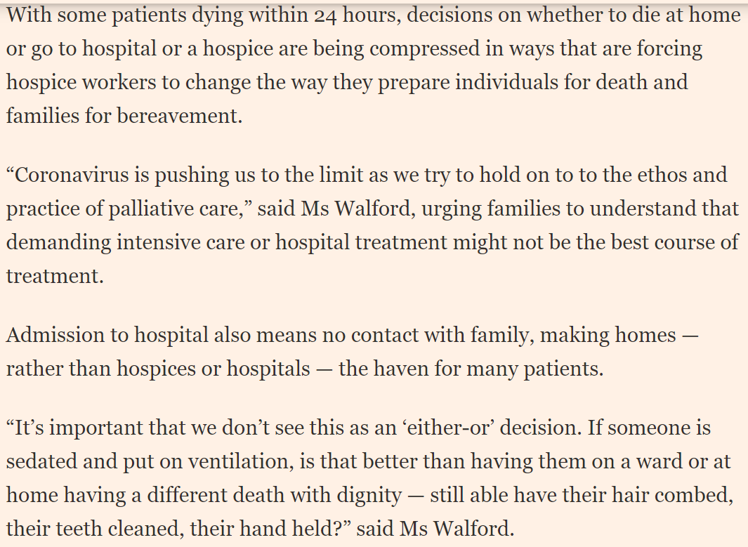 As you'd expect  @hospiceuk are very good about talking about death and Ms Walford explains emotively why this is not an 'either/or' decision. Instinctively we think ICU care is the best care - but for some it may not be so. /11