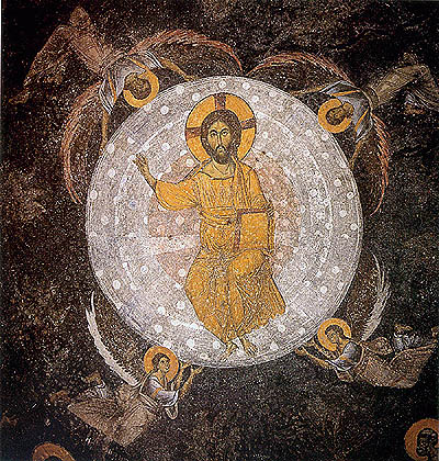 Which is why the central "naos" dome has an image of "Christ" looking down from heaven...The Central Dome in the naos of the mid-13th century Serbian Church of the Apostoles, in the Patriarchate of Pec, Kosovo... http://www.rastko.rs/kosovo/pecarsija/hramovi/crkva_sv_apostola_eng.html