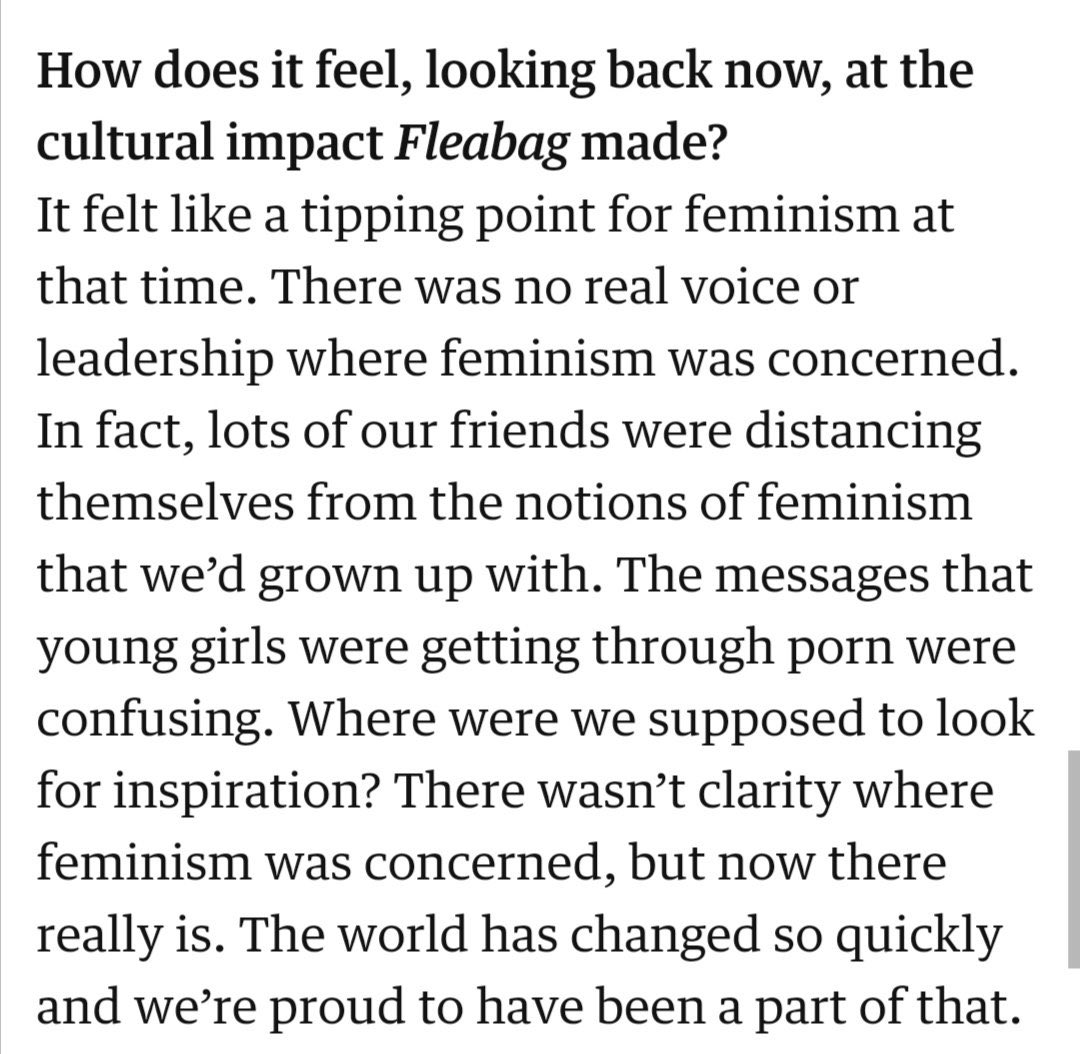 “There was no real voice or leadership where feminism was concerned” before Fleabag??????????