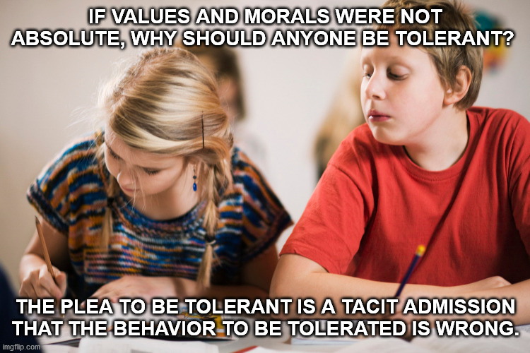 [10/15] Moral law (part 5) We hear a lot of people boast of being tolerant, who are then unaware of not tolerating that of which they disagree. They are unaware that speaking of tolerance invokes the moral law.