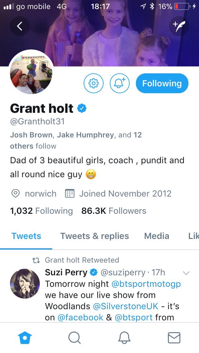 Happy birthday Grant Holt hope you re spending it with your 3 oddly named daughters 
