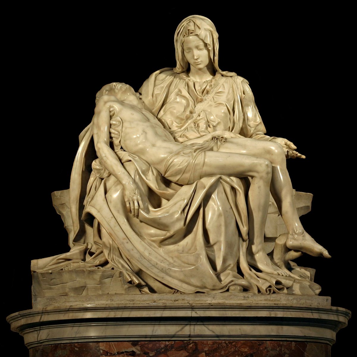 It's a reference to Pliny, but ALSO a nod to Michelangelo, who was the first since antiquity to use the verb this way on an artwork: here, on his Pieta (1499), emblazoned on the band across Mary's chest. Michelangelo would have DEFINITELY understood this as a challenge.