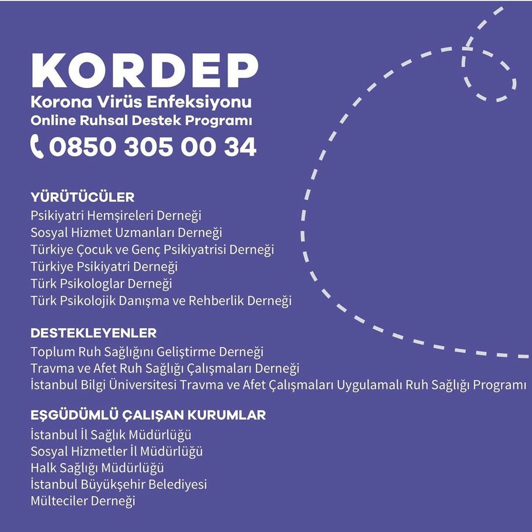 KasDernek's tweet photo. 'Korona Virüs Online Ruhsal Destek Programı' #KORDEP geliştirilip uygulanmaya başlandı. İhtiyaç duyan tüm vatandaşlar mesai saatlerinde '0850 305 00 34' numaralı telden ulaşabilecek.
#destek #koronavirus #kordep #online #ruhsal #virüs https://t.co/wICJotDVzM