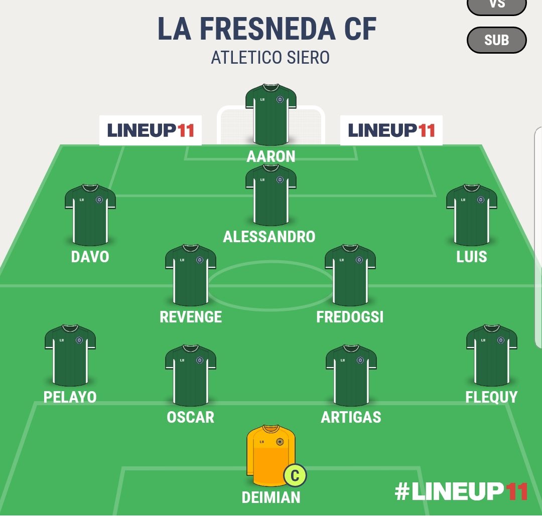 Nuestro 11 para enfrentarnos contra el #AtléticoSiero. Podréis ver el enfrentamiento en el siguiente enlace m.youtube.com/channel/UC9NJ3… #LFeSports #LFsequedaencasa #LaFresnedaCFnopara