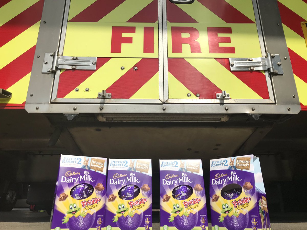 GetLivingNJW's tweet photo. @Morrisons Back at work today 🚒 but all the better for getting a Easter egg from Paignton Morrison’s 🙏 Thank you 🙏 from Green Watch x https://t.co/yrNX4RZrF7