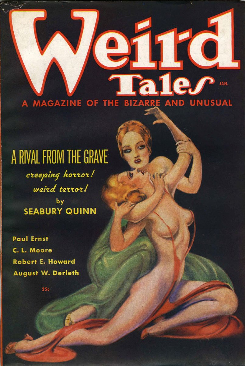 Things the fanzines have taught me:1. Forrest Ackerman established himself as King Geek five minutes after geeks were invented.2. In the rivalry between science fiction and "weird fiction," weird fiction was able to hold its own mainly because it had the horniest cover art.