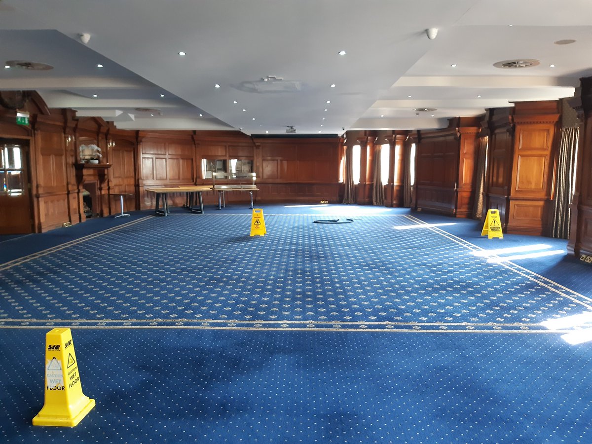 TheRoyalCardiff's tweet photo. Our doors may be temporarily closed but our team of a few are working tirelessly around the clock, deep cleaning carpets and painting 'tired' looking areas #hotels #COVID19 https://t.co/bFvwUZ6WpQ