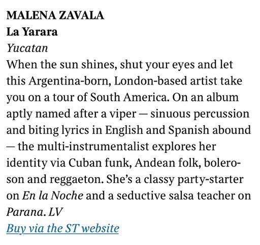 Gracias a @thesundaytimes for featuring ‘La Yarará’ in their culture section 🐍🌸🌺