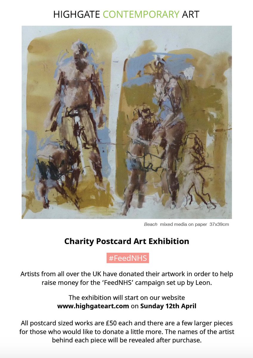 There's going to be a second upload of artwork to our charity sale in the next few days. Checkout the following link if you'd like to donate art highgateart.com/feed-nhs and if you want to get notified as soon as it goes online then subscribe 😊 #feednhs @leonrestaurants