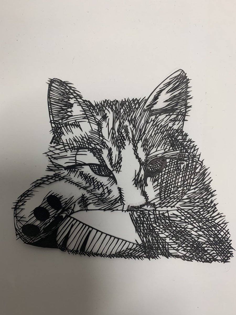 さっきめざましテレビで作ってたやつです ねこ 切り絵 Yusaのイラスト