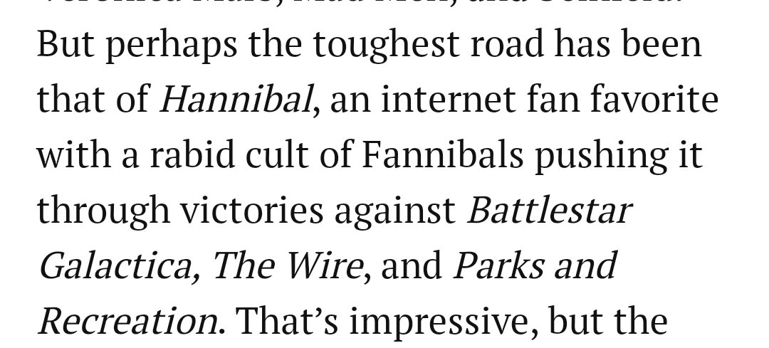 cn ableismbtw, this article about the tv shows in the poll where fannibals were called a "rabid cult" was written by the owner of oneperfectshot ... and ... I don't think he meant it as compliment 