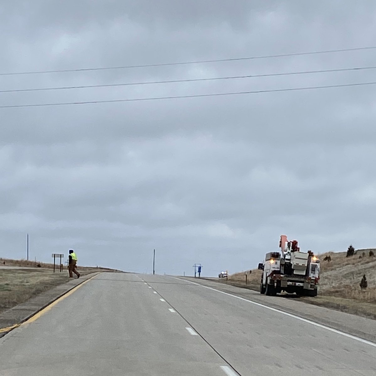 depfrankDCSO's tweet photo. The real MVP’s are out today!! @OPPDCares Fixing a downed Power Line in the wind and snow. Hwy 77 is back open in both directions. @DodgeCosoNE https://t.co/baUeN5aUqL