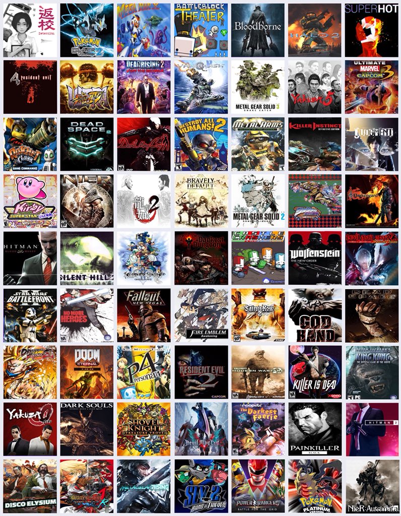 I have an obsession with grid images so I have made a “games worth your time” list. I will keep adding to this image as time goes on and I play more. There is some missing since I didn’t have enough to fill another row