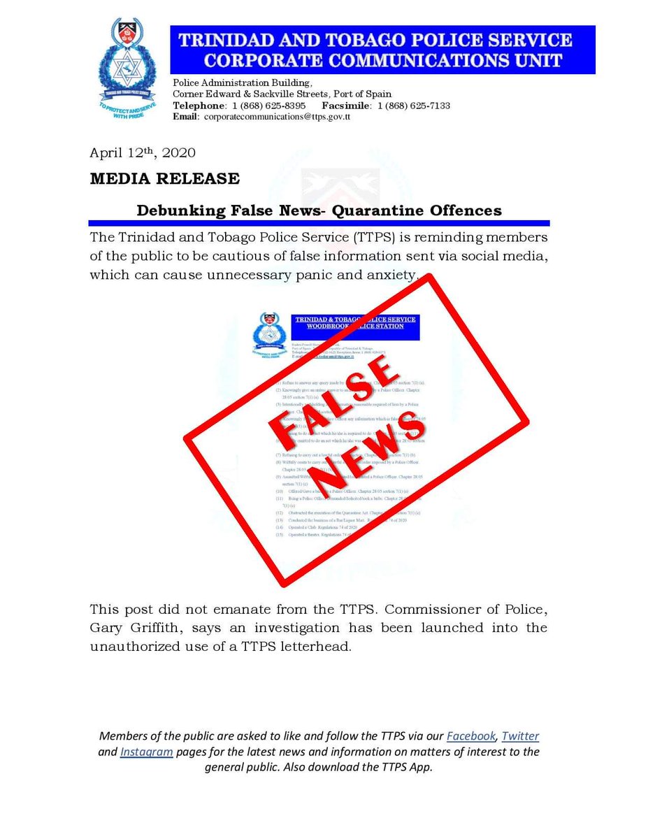 cop_ttps's tweet photo. Debunking False News- Quarantine Offences https://t.co/5MaoX6QmLG